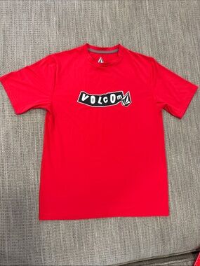 Volcom Red Short-Sleeve Tee with Black & White Logo/ Boys / Youth